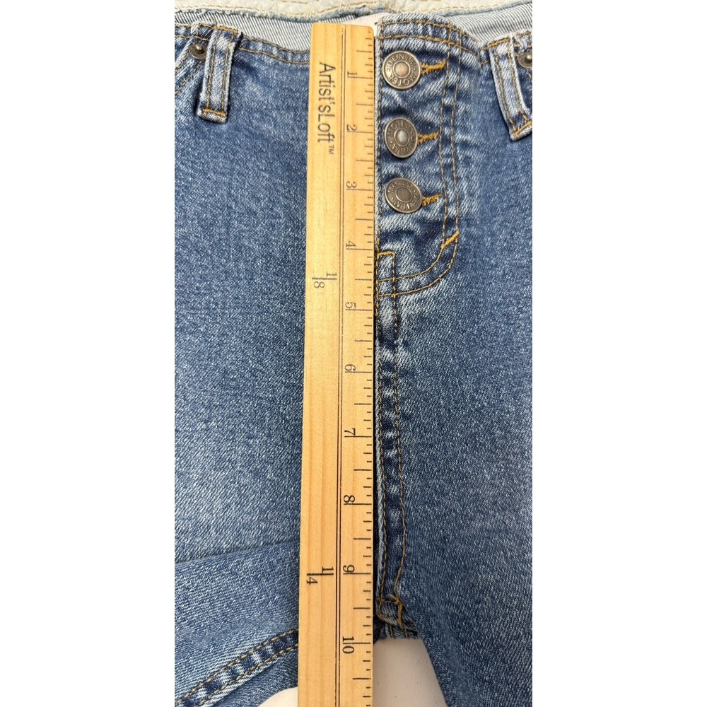 MOTEL ROCKS Denim Flare Jeans Women's Small Blue Exposed Button Fly - Picture 8 of 11
